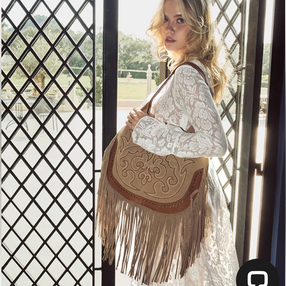 NWT Myra Bag SAGE WHISPER FRINGE LEATHER BAG IN BEIGE - Picture 5 of 14